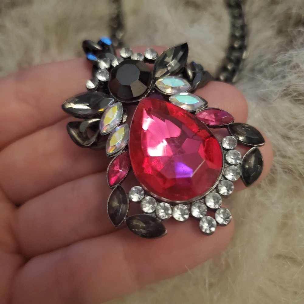 Hot Pink Stone Statement Necklace